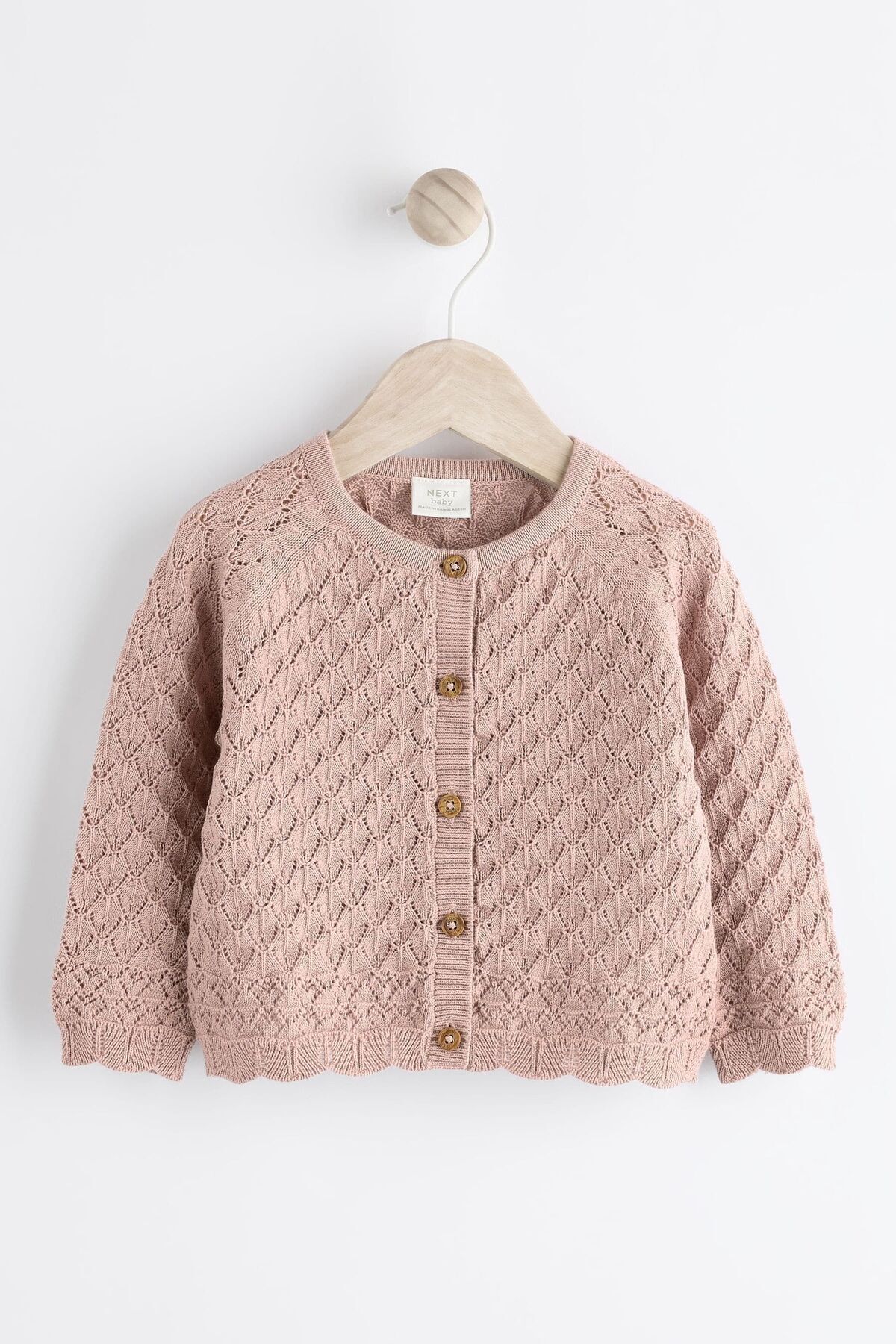 Next Baby % 100 Pamuklu Pembe Örme Bebek Hırka