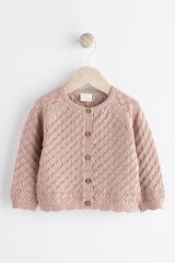 Next Baby % 100 Pamuklu Pembe Örme Bebek Hırka