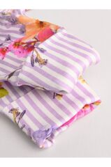 %100 Pamuklu Pembe Çiçek Desenli 4'lü Tulum Set