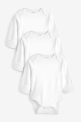 Next Baby %100 Pamuklu Beyaz 3’lü Uzun Kollu Body