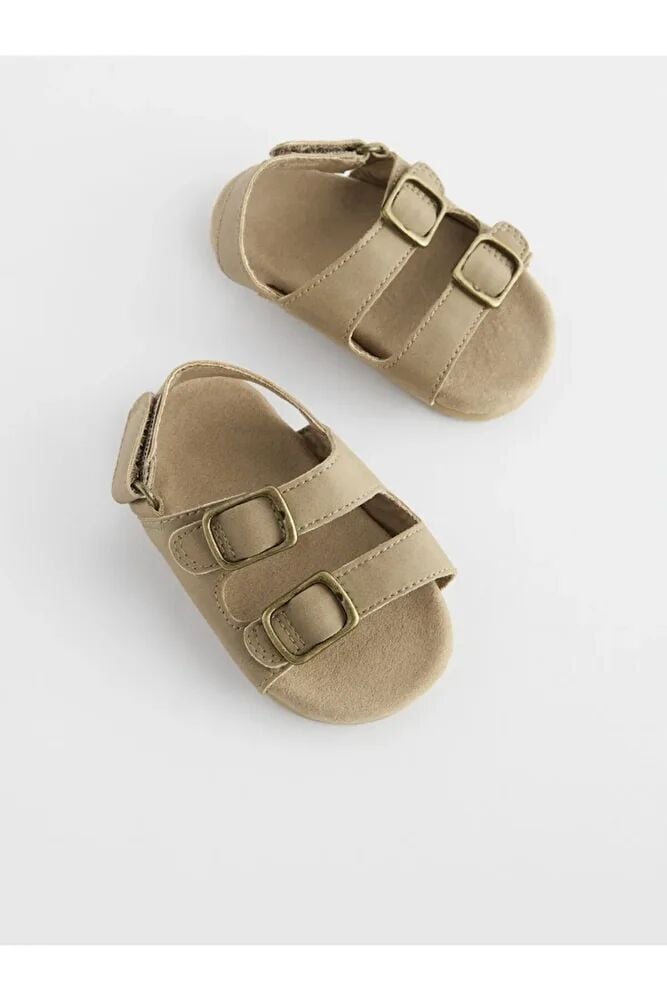 Tan Brown Mantar Taban Bantlı Bebek Sandalet