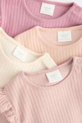 Next Baby % 100 Pamuklu Pembe Fırfırlı Uzun Kollu 4'lü Body Zıbın Set