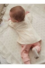 Next Baby Pamuklu Krem Ayı Desenli Uzun Kollu Alt Üst Takım