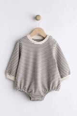 Next Baby Pamuklu Siyah Denim Salopet Body Zıbın Set