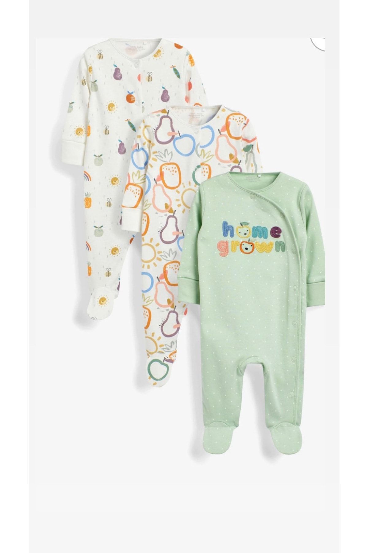 Next Baby % 100 Pamuklu Mint Green 3’lü Tulum Set