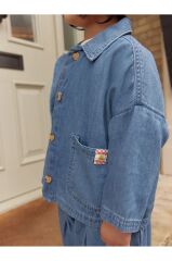 Pamuklu Denim Ceket Pantolon Thsirt 3'lü Set Alt Üst Takım