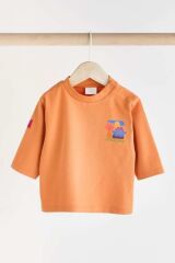 Next Baby Pamuklu Turuncu Krem Haki Uzun Kollu Sweatshirt Jogger 3'lü Alt Üst Takım