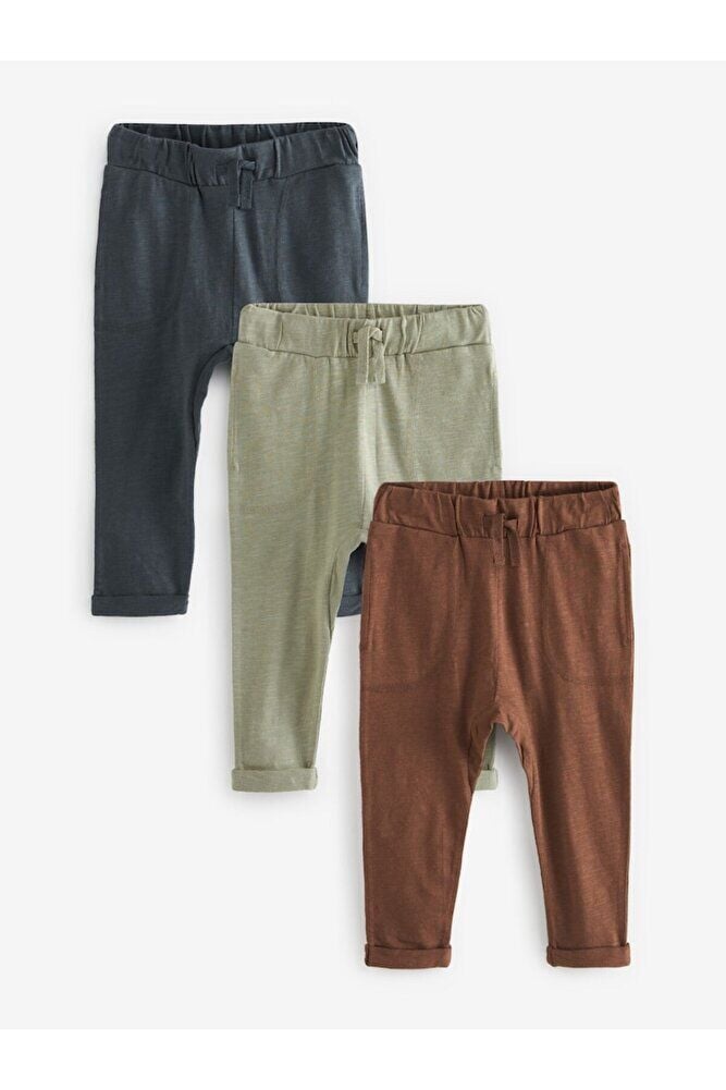 Pamuklu Adaçayı Yeşili Kahve Eşofman Altı /3'lü Jogger Set