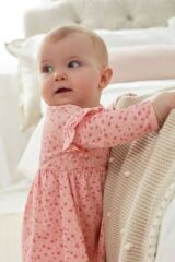 Next Baby % 100 Pamuklu Pink Floral Uzun Kollu 2’li Elbise