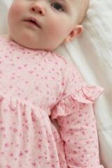Next Baby % 100 Pamuklu Pink Floral Uzun Kollu 2’li Elbise