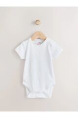 %100 Pamuklu Kımrızı Tekne Desenli Kısa Kollu Salopet Body Zıbın Set