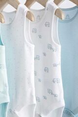 Next Baby Pamuklu Beyaz Mavi Fil Desenli 4' lü Body Zıbın Set