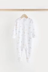 Next Baby %100 Pamuklu Beyaz Animal Tulum Body Zıbın Önlük Şapka Set