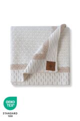 Next Baby LITTLE DEDI Shell Örgü Çocuk Bebek Battaniyesi, Çift Taraflı Örtü 80x100 Cm - Taş