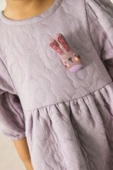 Next Baby Pamuklu Lila Kapitone Tavşan Detaylı Elbise