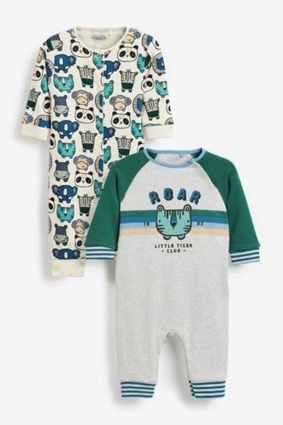 Next Baby % 100 Pamuklu Green Tiger 2’li Tulum Set