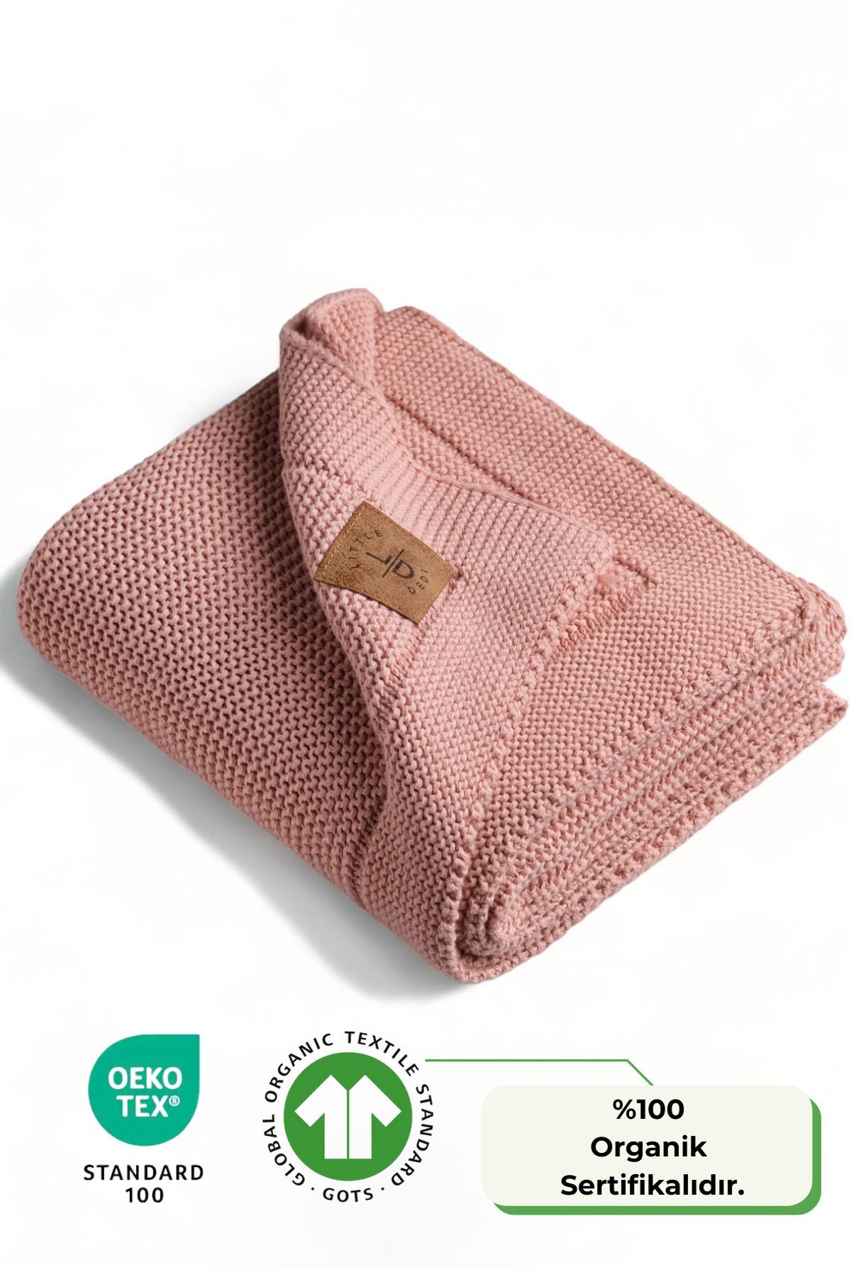 Next Baby LITTLE DEDI Alina Organik Pamuk Triko Örme Bebek Battaniyesi Pembe - 80x100