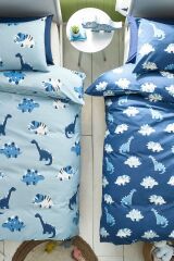 Next Baby Pamuklu Mavi / Lacivert Dinozor Desenli 2’li Nevresim Seti