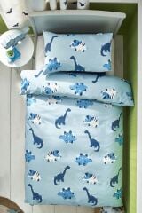 Next Baby Pamuklu Mavi / Lacivert Dinozor Desenli 2’li Nevresim Seti