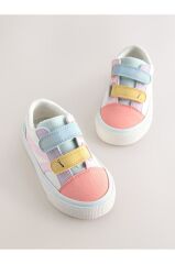 Krem Pembe Renk Bloklu Sneaker