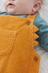 Next Baby % 100 Pamuklu Ochre Yellow Kadife Salopet Body Zıbın Set