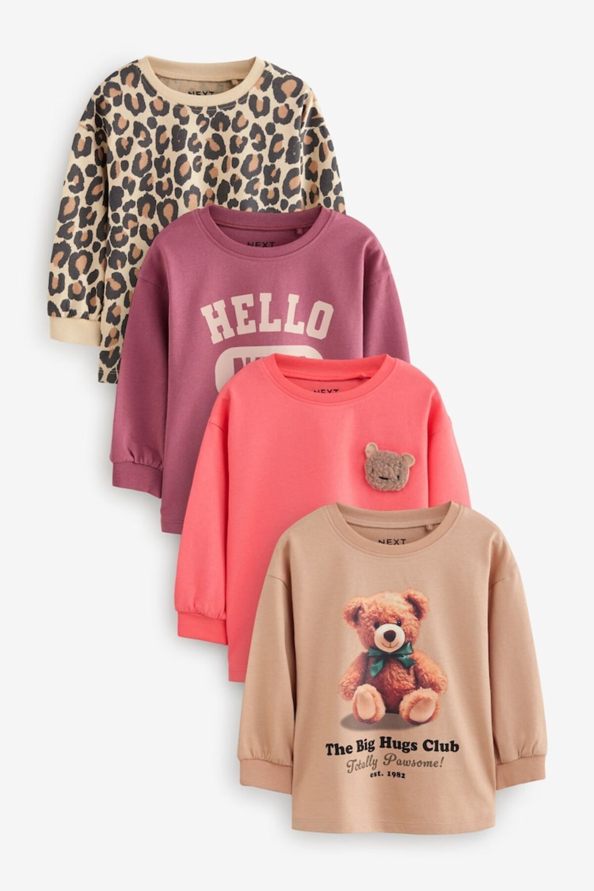 Next Baby Pamuklu Kahverengi Tarçın Uzun Kollu Leopar Desenli 4’lü Sweat Set
