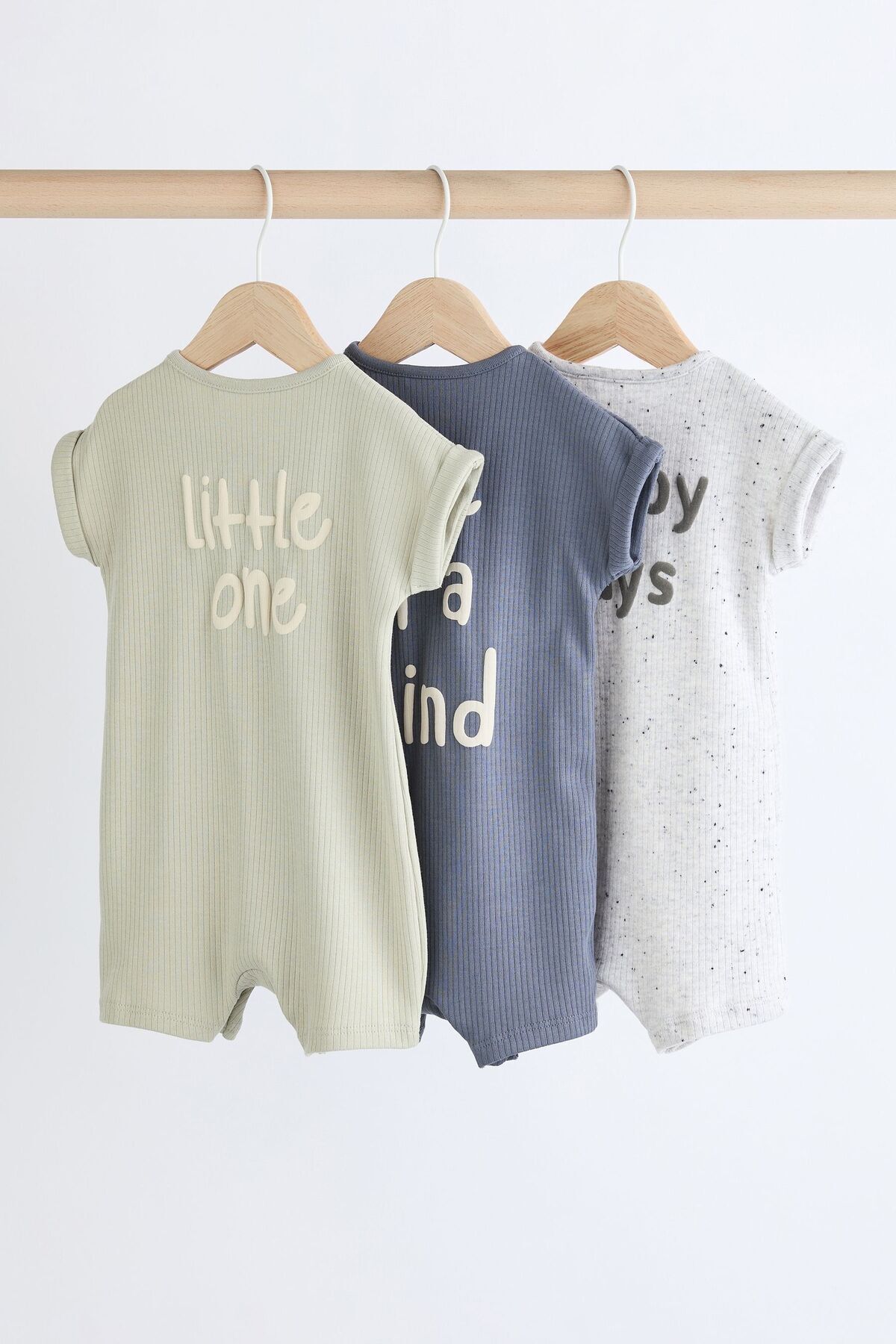 Next Baby % 100 Pamuklu Gri Adaçayı Yeşili 3’lü Romper Set