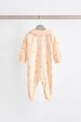 Next Baby %100 Pamuklu Krem Mvi Çiçek Desenli Yakalı 3'lü Tulum Set