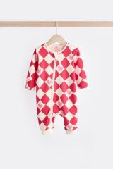 Next Baby % 100 Pamuklu Kırmızı Kalp Desenli  3'lü Tulum Set