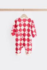 Next Baby % 100 Pamuklu Kırmızı Kalp Desenli  3'lü Tulum Set
