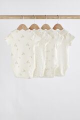 Next Baby 100 Pamuklu Narin Beyaz Animal Desenli Kısa Kollu 4’lü Body Zıbın Set