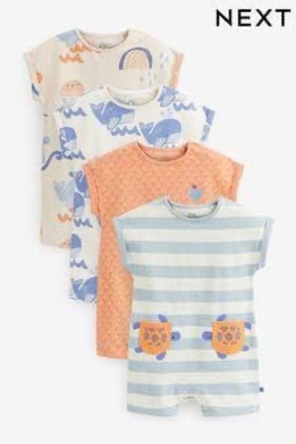 Next Baby % 100 Pamuklu Balık Desenli Romper 4’lü Set