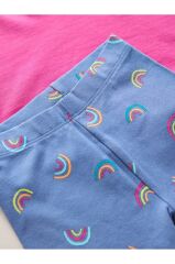 Pamuklu Pembe Gökkuşağı Desenli Kısa Kollu Alt Üst Takım