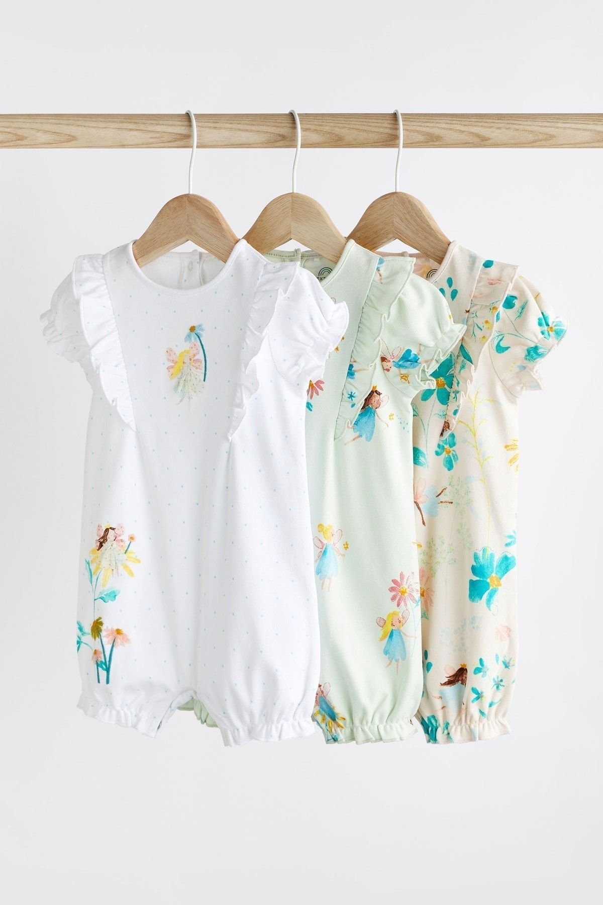 Next Baby % 100 Pamuklu Pale Pink Fairy Romper 3’lü Set