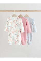 %100 Pamuklu Pembe Balerin Fare Desenli 3'lü Tulum Set