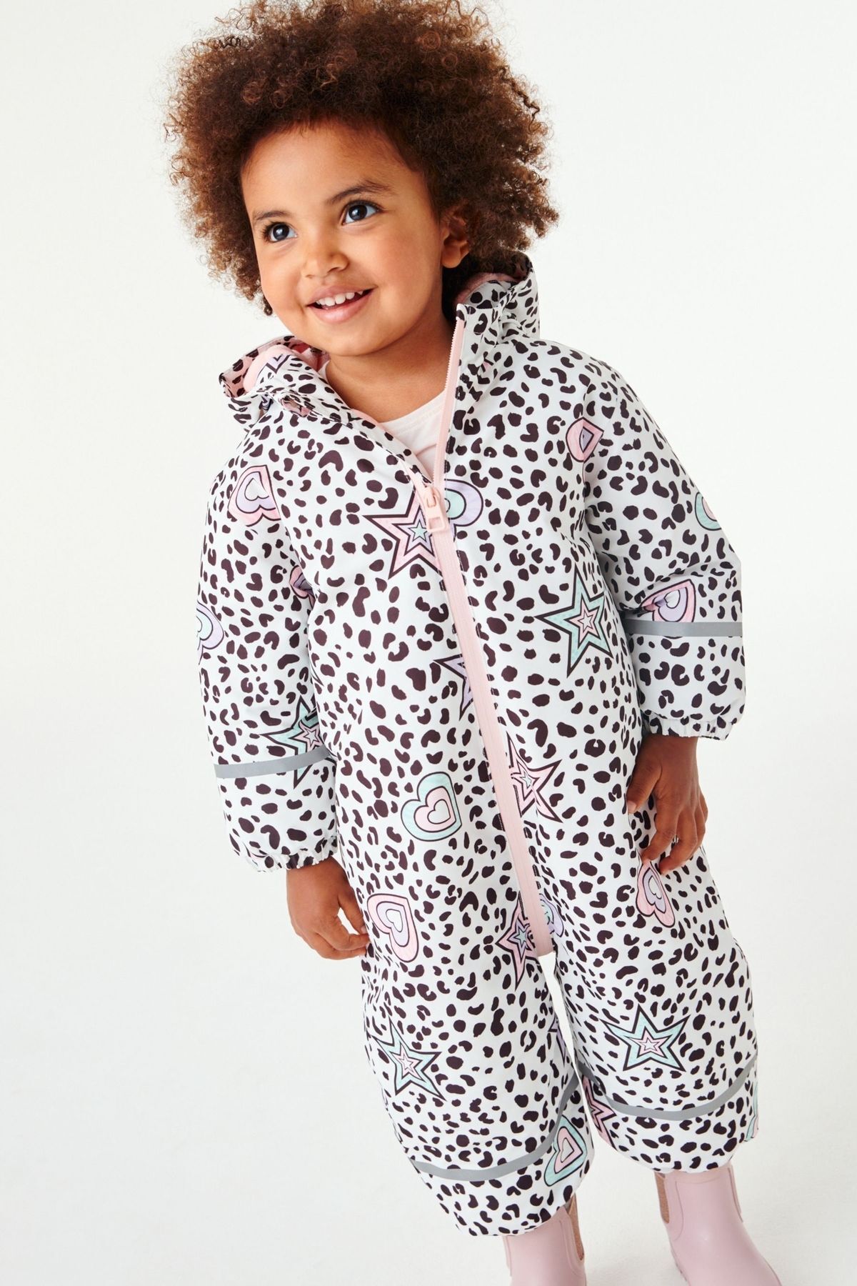 Next Baby Multi Pastel Leopard Suya Dayanıklı Tam Polar Astarlı Kar Tulumu
