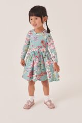 Next Baby Pamuklu Deniz Mavisi Çiçek Desenli Elbise