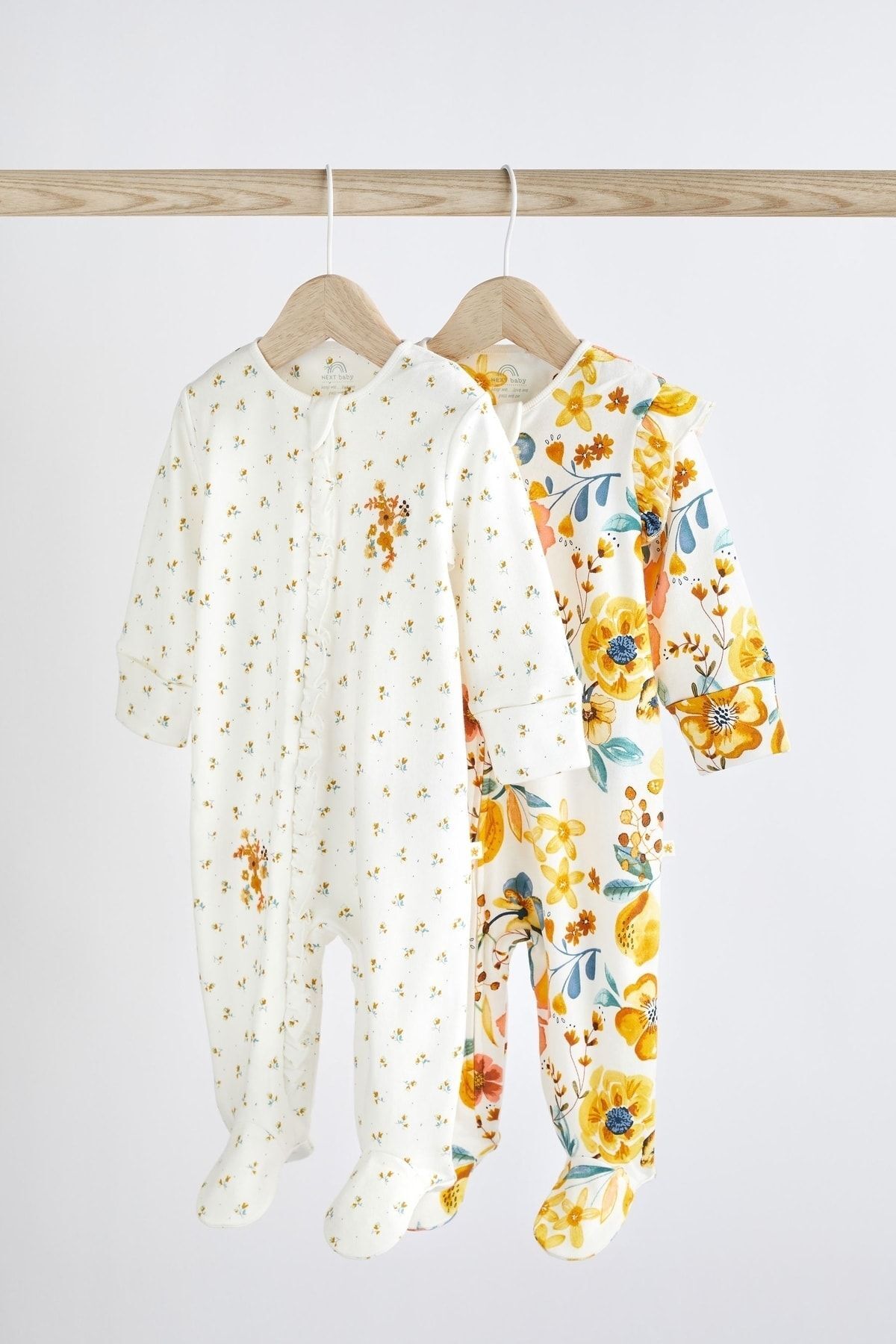 Next Baby % 100 Pamuklu Yellow Flora 2’li Tulum Set