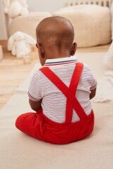 Next Baby % 100 Pamuklu Kırmızı Polo Yaka Body Zıbın Salopet Takım