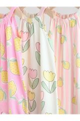 % 100 Pamuklu Soft Pembe limon Baskılı 3'lü Romper Set