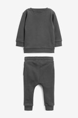 Next Baby % 100 Pamuklu Gri Sweatshirt Jogger Alt Üst Takım