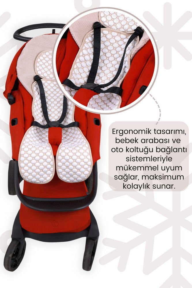 LITTLE DEDI Iceberg Yenilikçi Nefes Alan Bebek Çocuk Oto Koltuk Minderi Bej Oeko-Tex 100 Sertifikalı