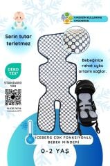 Iceberg Çok Fonksiyonlu Puset Minderi, 4d Kumaş Teknolojili Bebek Arabası Minderi 0-2 Yaş