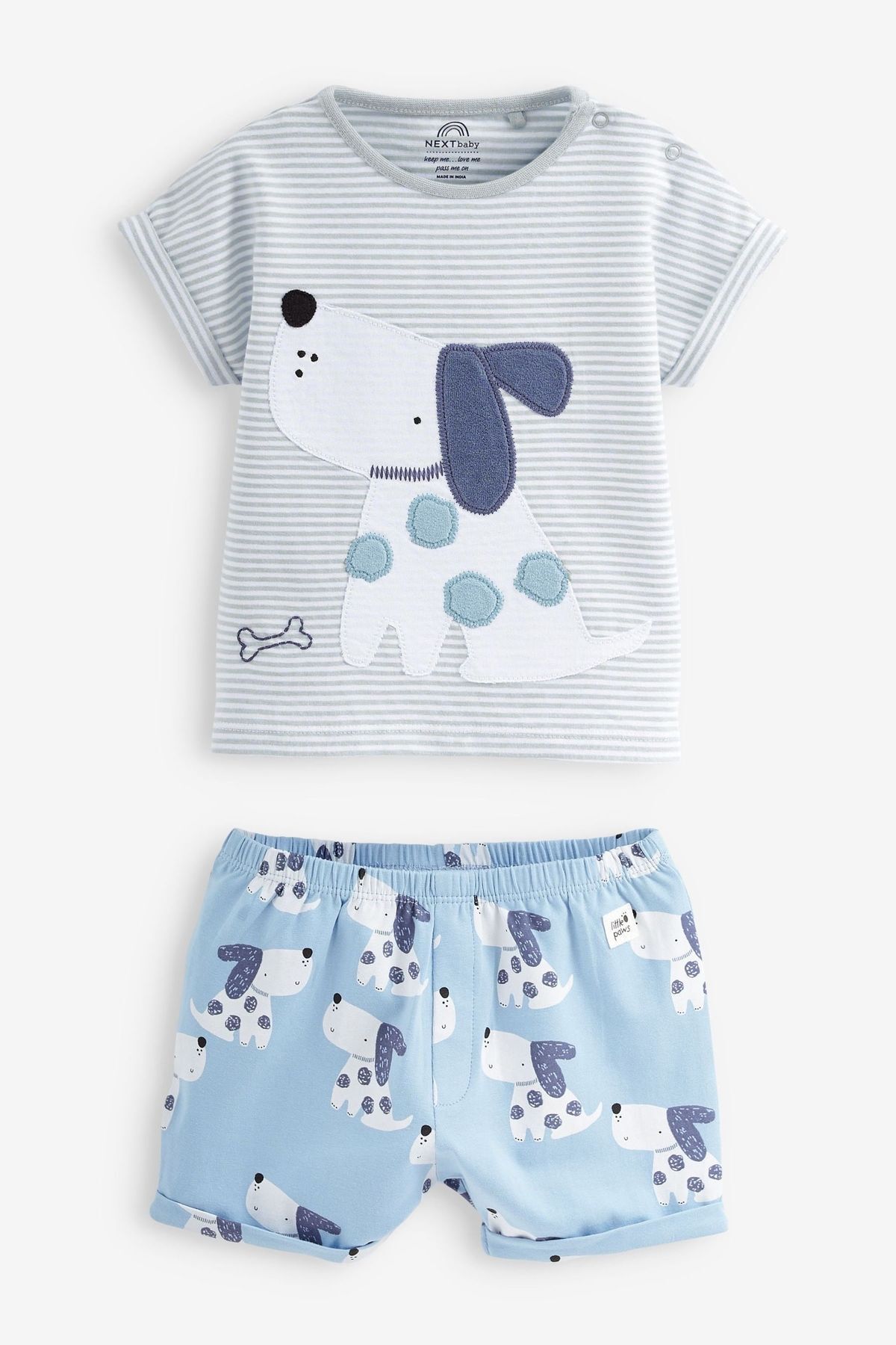 Next Baby % 100 Pamuklu Blue Dog Şortlu Alt Üst Takım