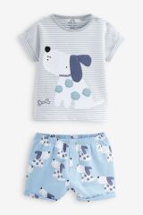 Next Baby % 100 Pamuklu Blue Dog Şortlu Alt Üst Takım
