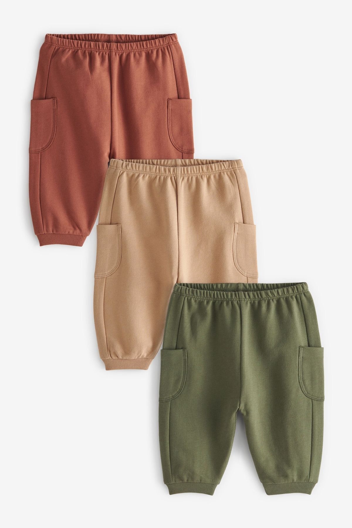 Next Baby % 100 Pamuklu Kahverengi Haki Jogger 3’lü Set