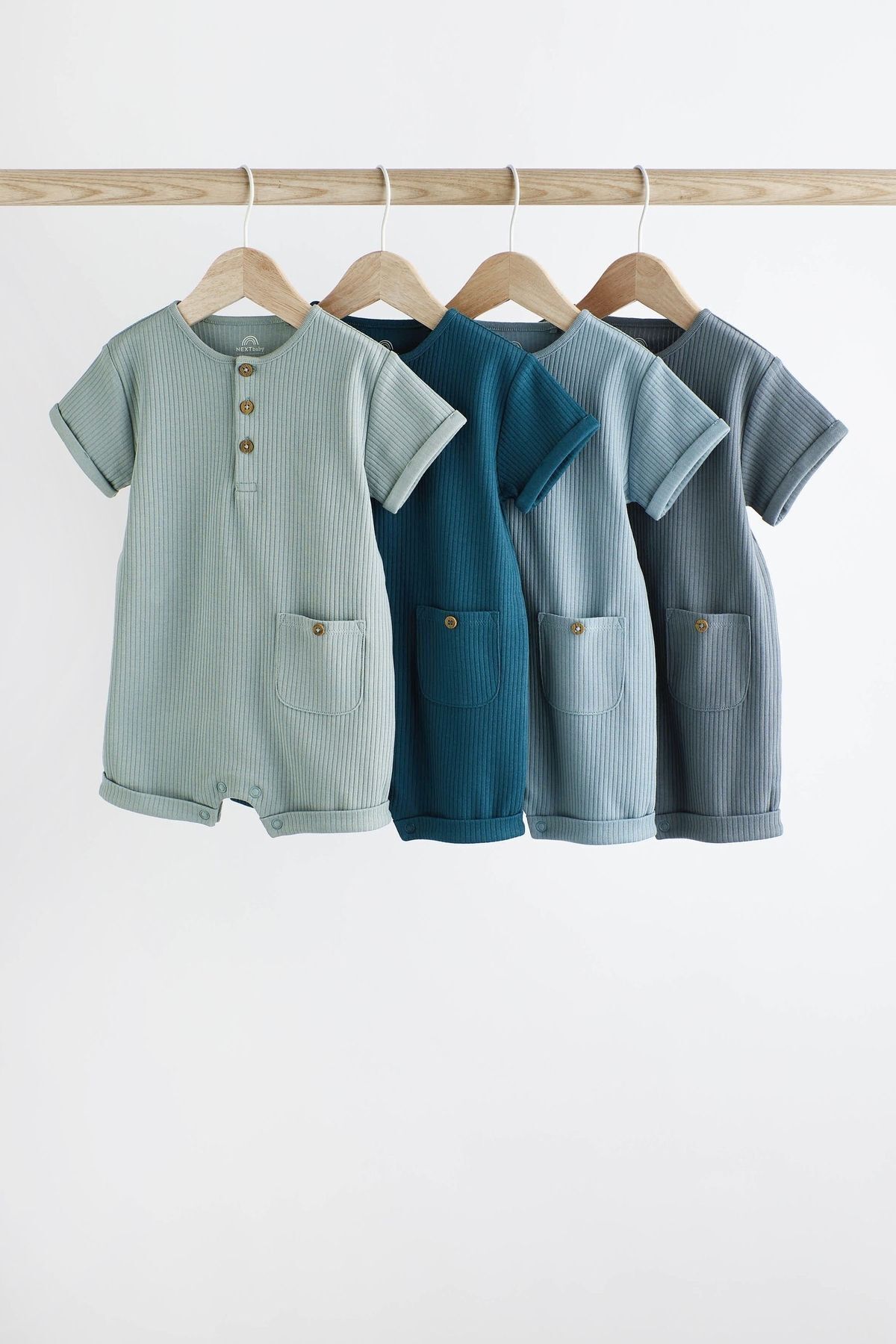 Next Baby % 100 Pamuklu Mavi Nevürlü 4’lü Romper Set