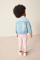 Next Baby Pamuklu Premium Kürk Yaka ve Astarlı Denim Ceket