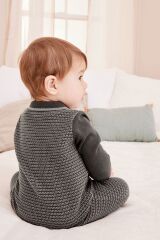 Next Baby % 100 Pamuklu Charcoal Grey Triko Tulum