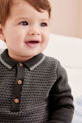 Next Baby % 100 Pamuklu Charcoal Grey Triko Tulum